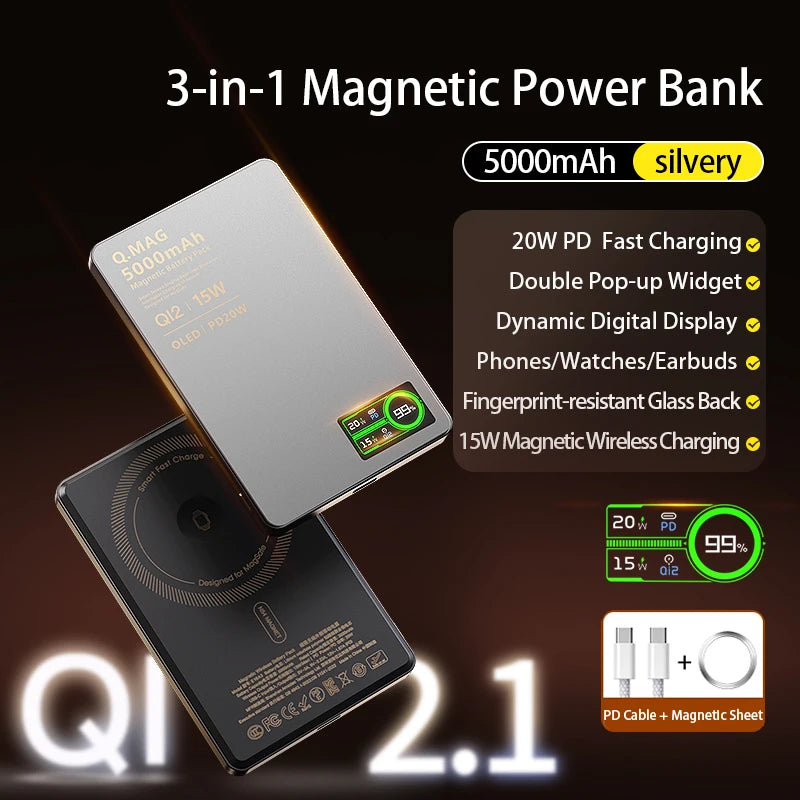 MagCharge Trio® – 3 in 1 Magnetic 15W Wireless Fast Charging Power Bank