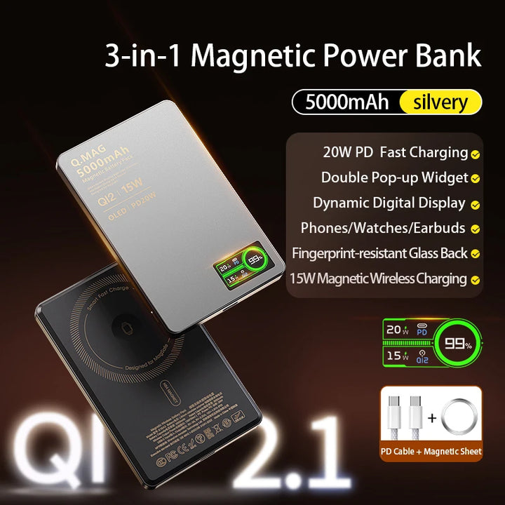 MagCharge Trio® – 3 in 1 Magnetic 15W Wireless Fast Charging Power Bank