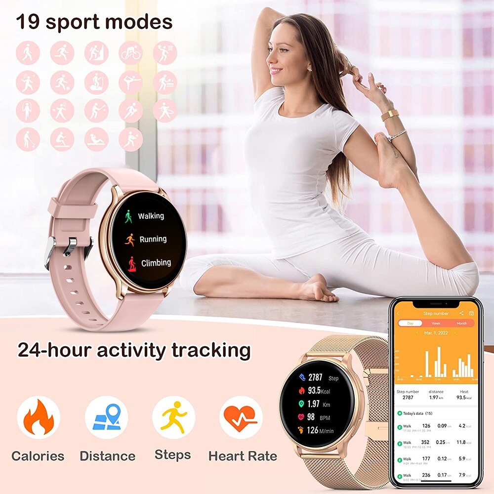 Lady Smart Watch Custom Dial Fitness Tracker Heart Rate For Android IOS