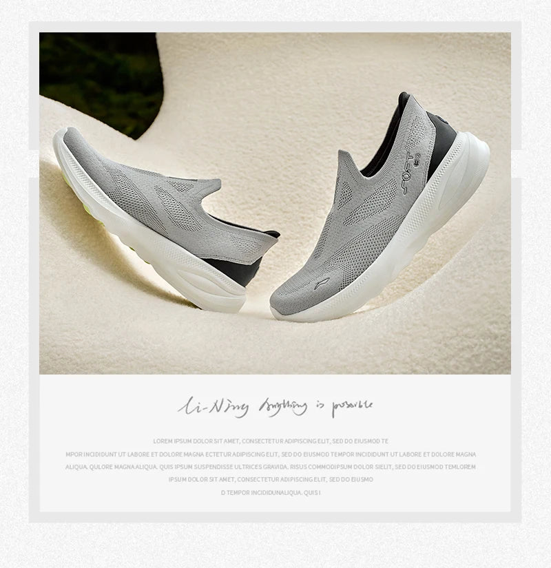 Li-Ning Men's SOFT GO 2 KNIT Slip-on Casual Walking Shoes Cushion Comfy Stable LiNing Mesh Jogging Daily Sports Sneakers AGLV017