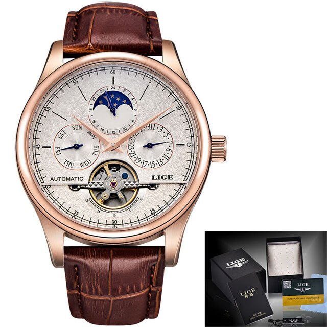 Automatic Mechanical Watch Tourbillon Clock  Lige 6828