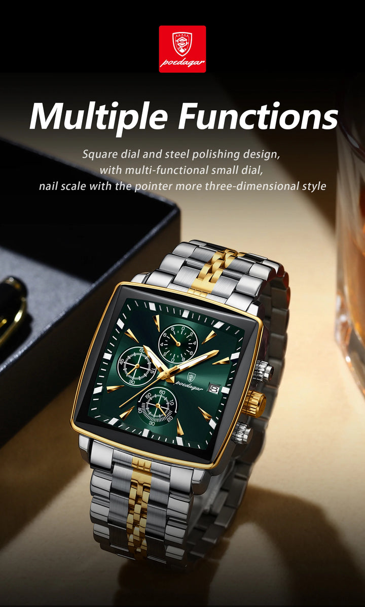 POEDAGAR Imperial Chronograph -  Swiss Luminous Luxury Quartz Men’s Watch