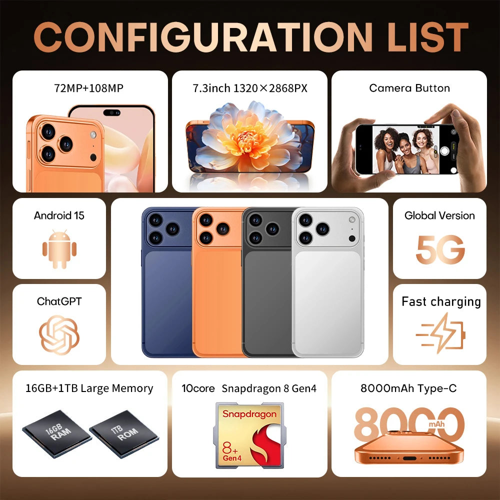 i17 Pro Max® 2025 Best FlagShip Smart phone with Interactive Smart Island