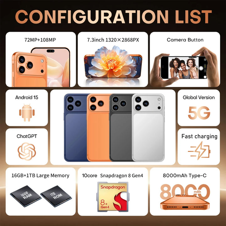 i17 Pro Max® 2025 Best FlagShip Smart phone with Interactive Smart Island