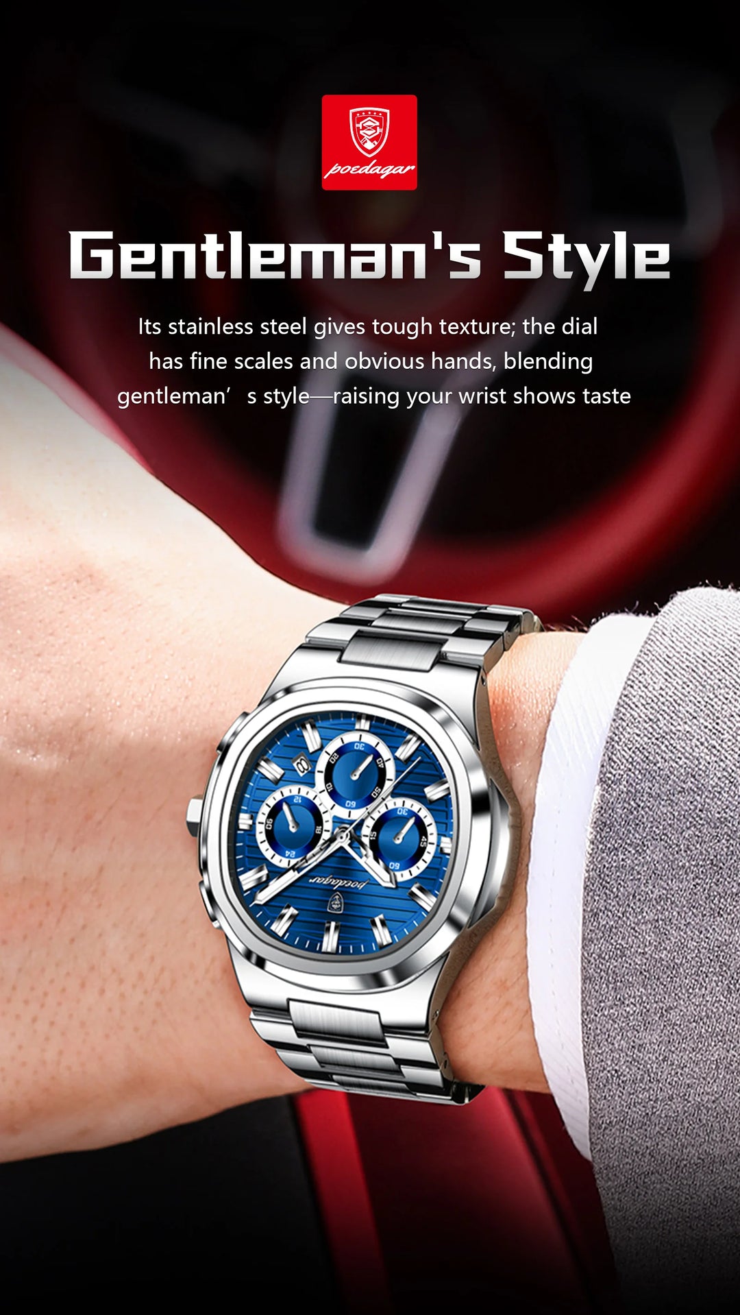 POEDAGAR Titan Commander® – Swiss Luminous Luxury Quartz Men’s Watch