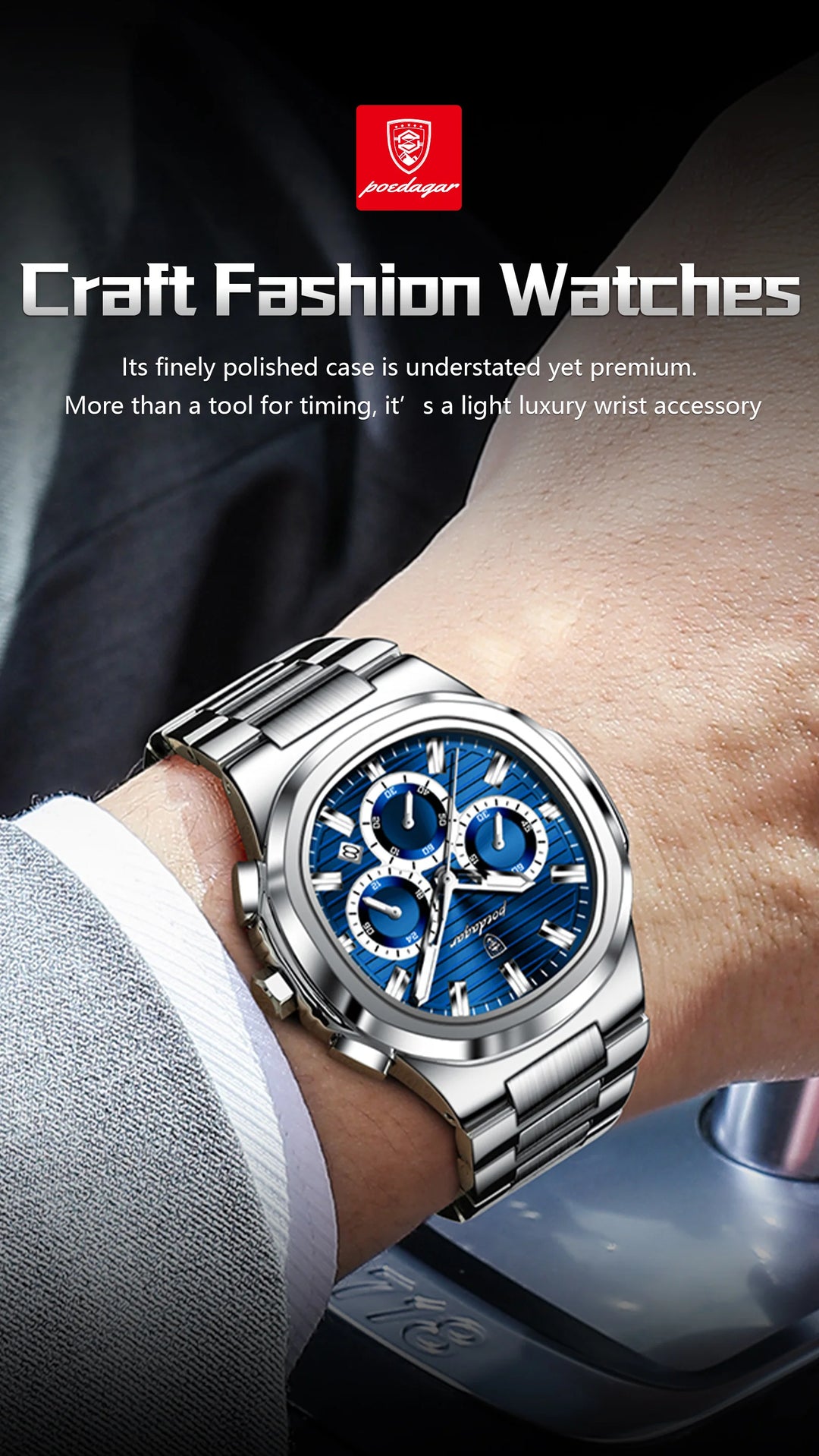 POEDAGAR Titan Commander® – Swiss Luminous Luxury Quartz Men’s Watch