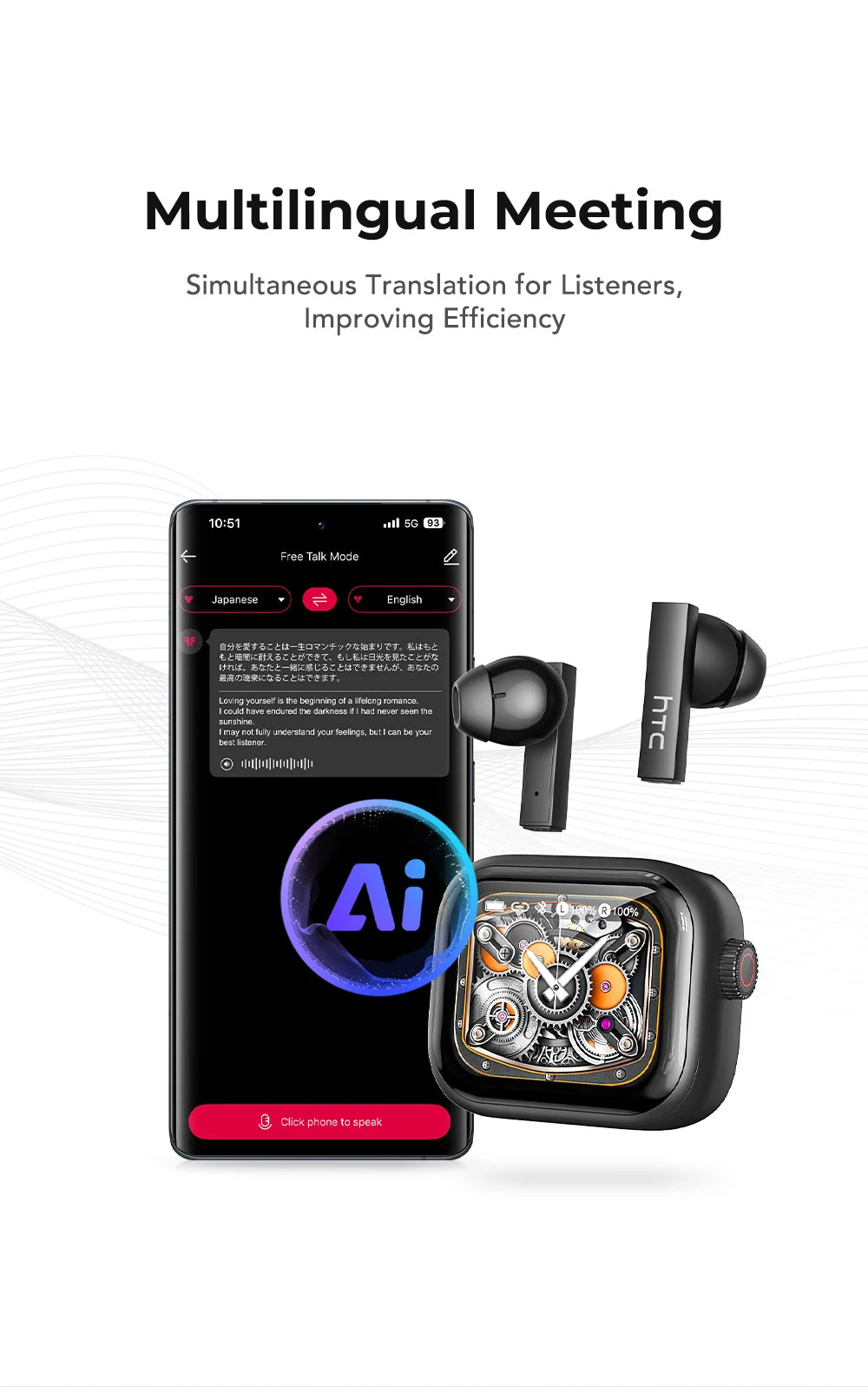 HTC NE40 Pro TranslateBuds™ – AI-Powered Ultra HD Earphones